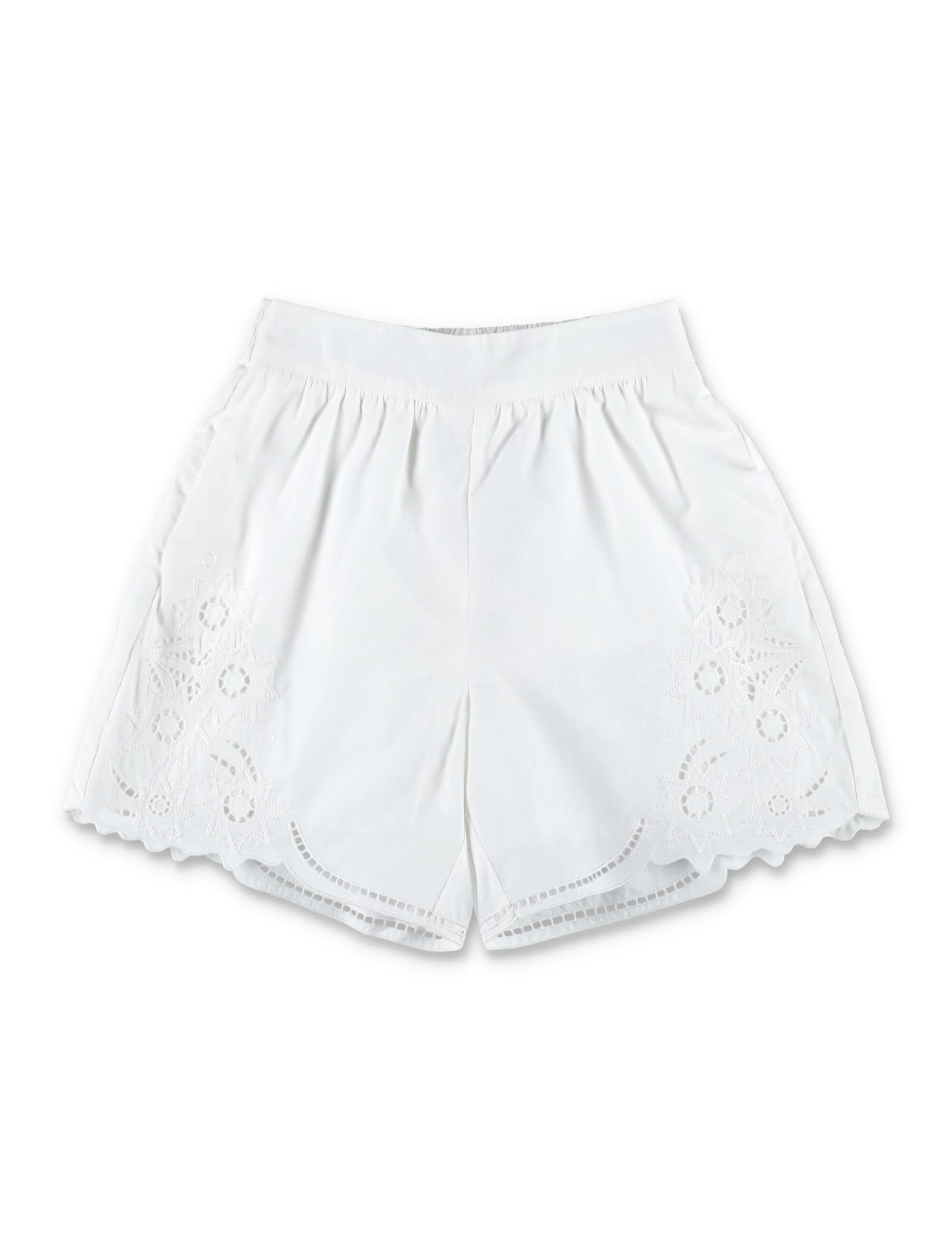 Shop Chloé Broderie Anglaise Shorts In White