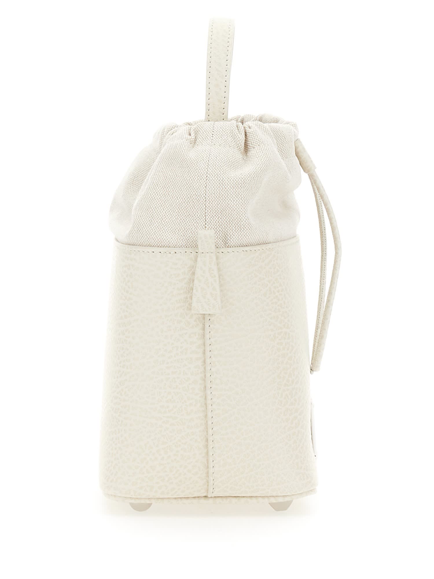 Shop Maison Margiela Bucket Bag With Logo In Greige