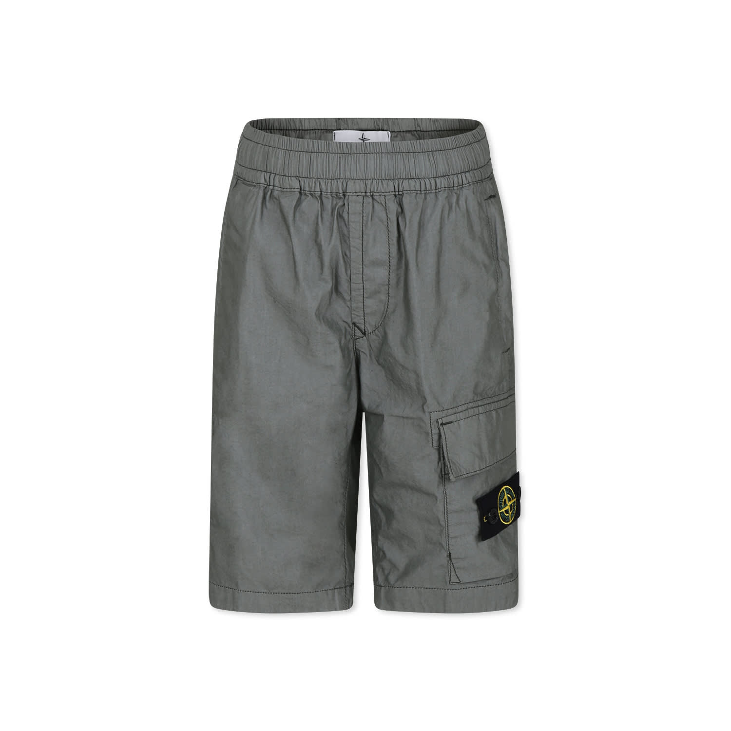 Stone Island Green Shorts For Boy With Compass In Green
