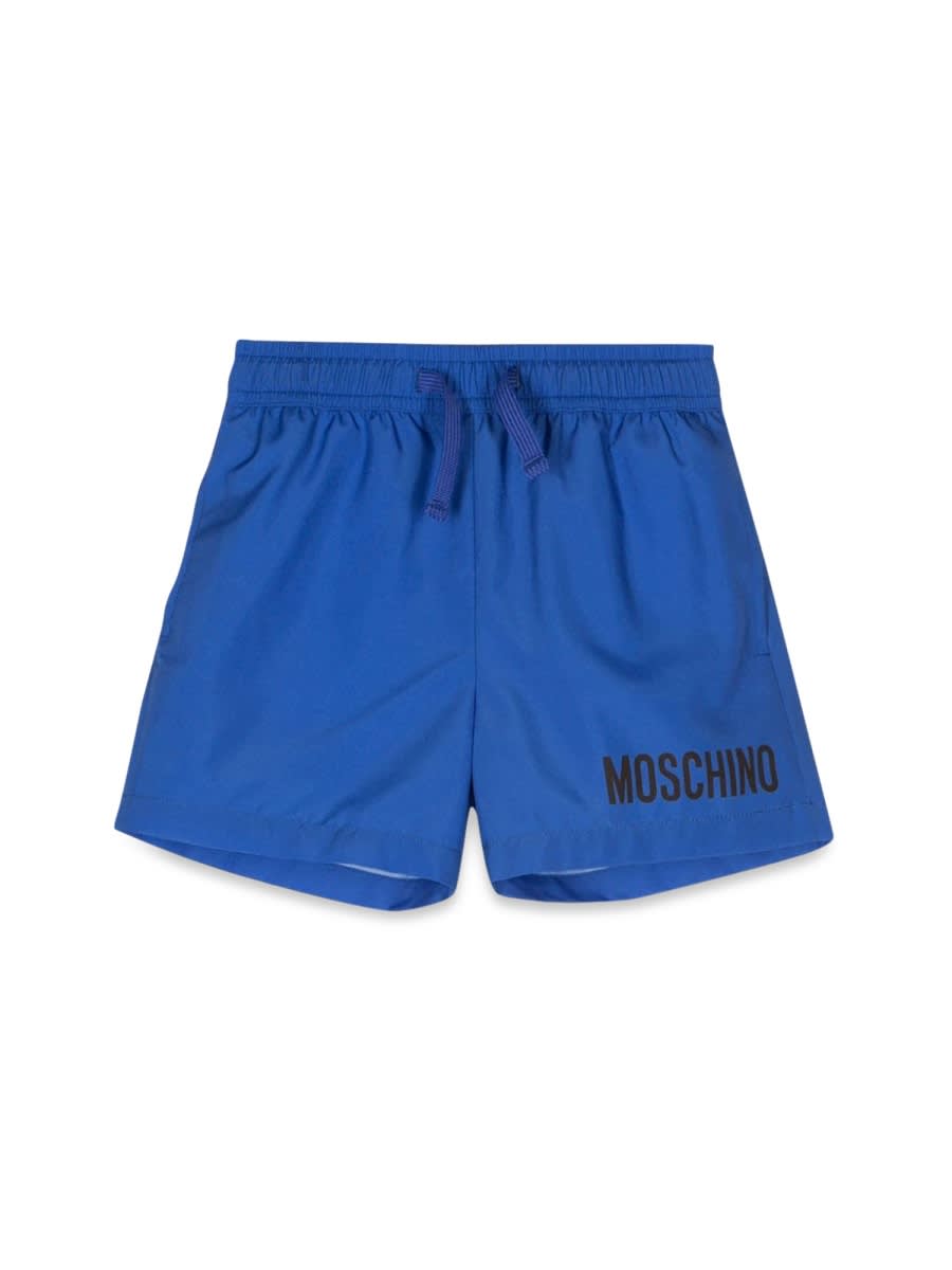 Shop Moschino Swim Shortsaddition In Blue