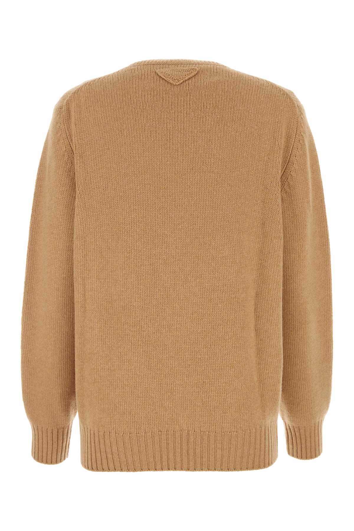 Shop Prada Camel Wool Blend Sweater In Cammello