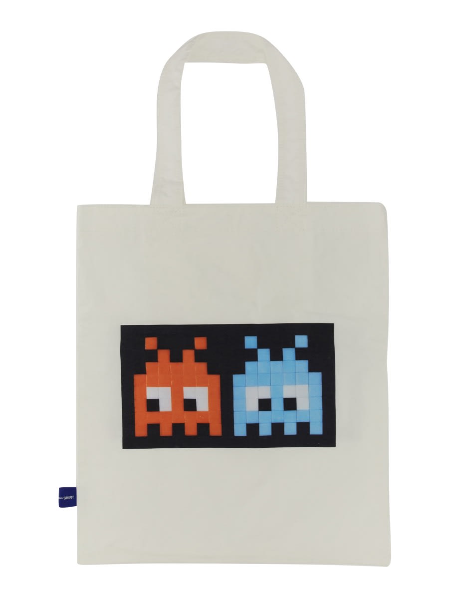 Shop Comme Des Garçons Shirt Pixel Shopping Bag In White