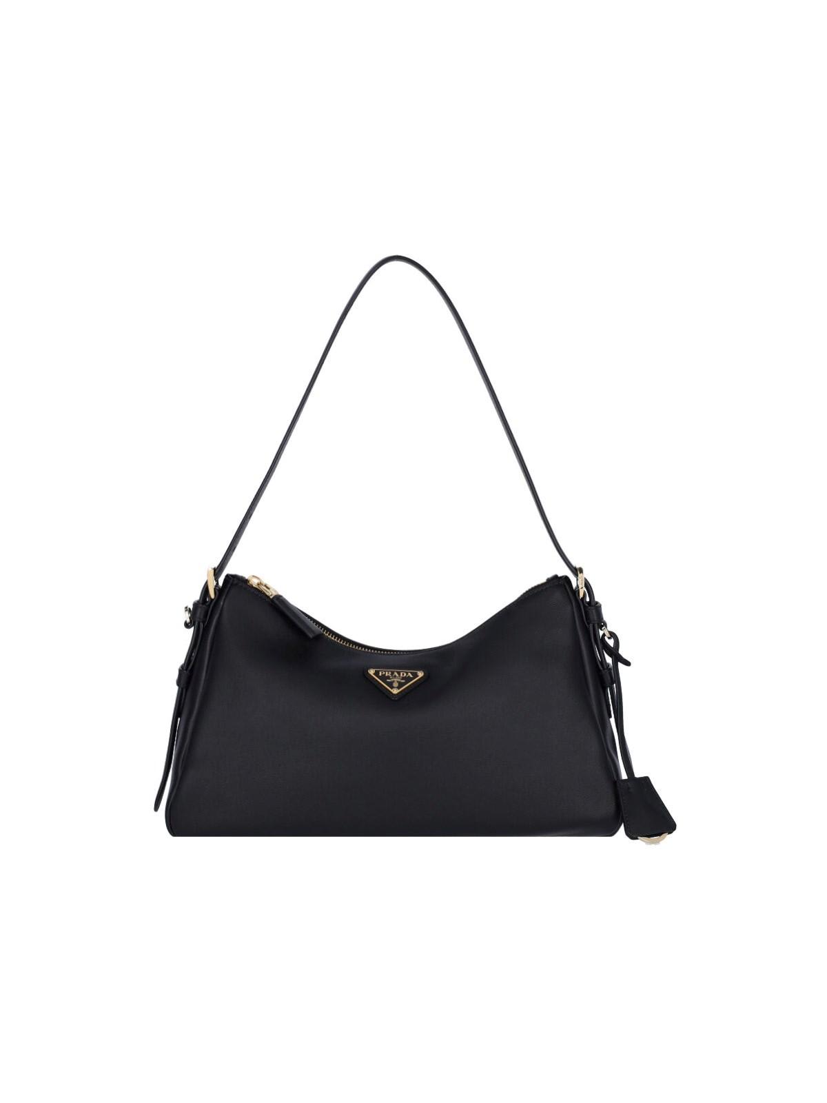 Prada Aimee Medium Leather Shoulder Bag In Black