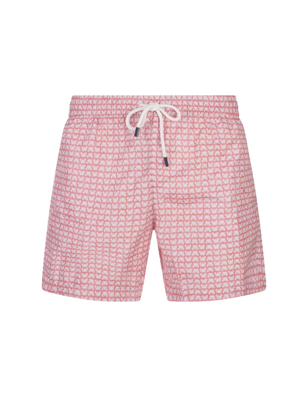 Shop Fedeli Pink Swim Shorts With Crab Pattern