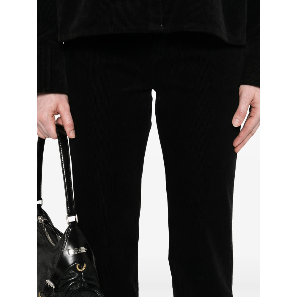 7 For All Mankind Embellished Straight Trousers In Black