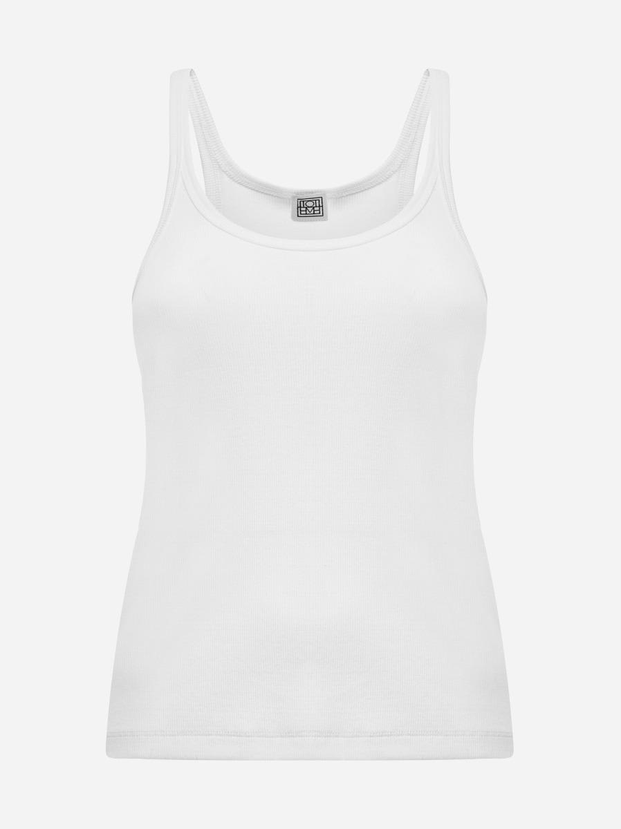 Totême Cotton Ribbed Knit Tank Top In 100 White