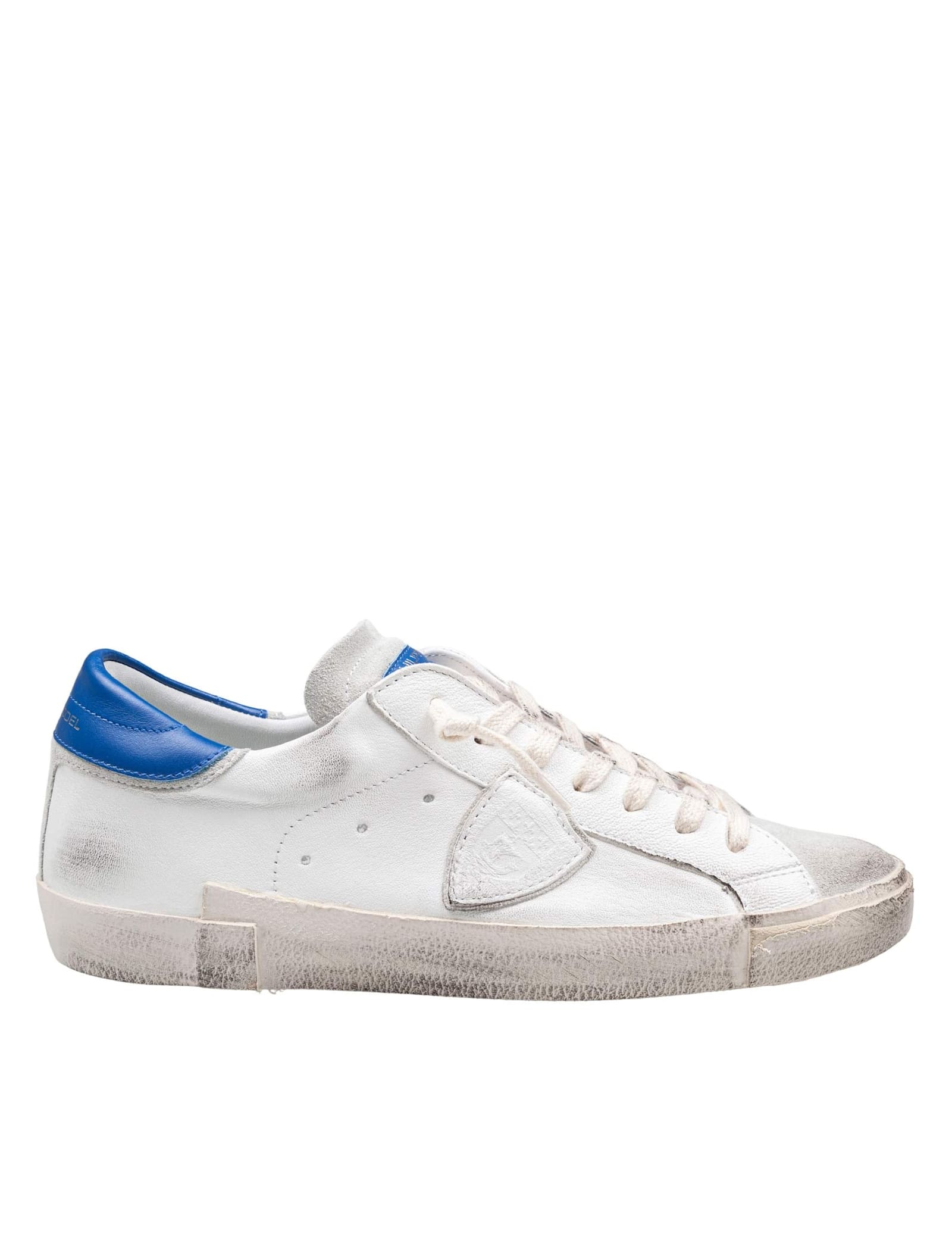 Prsx Low Sneakers In Leather Color White And Bluette