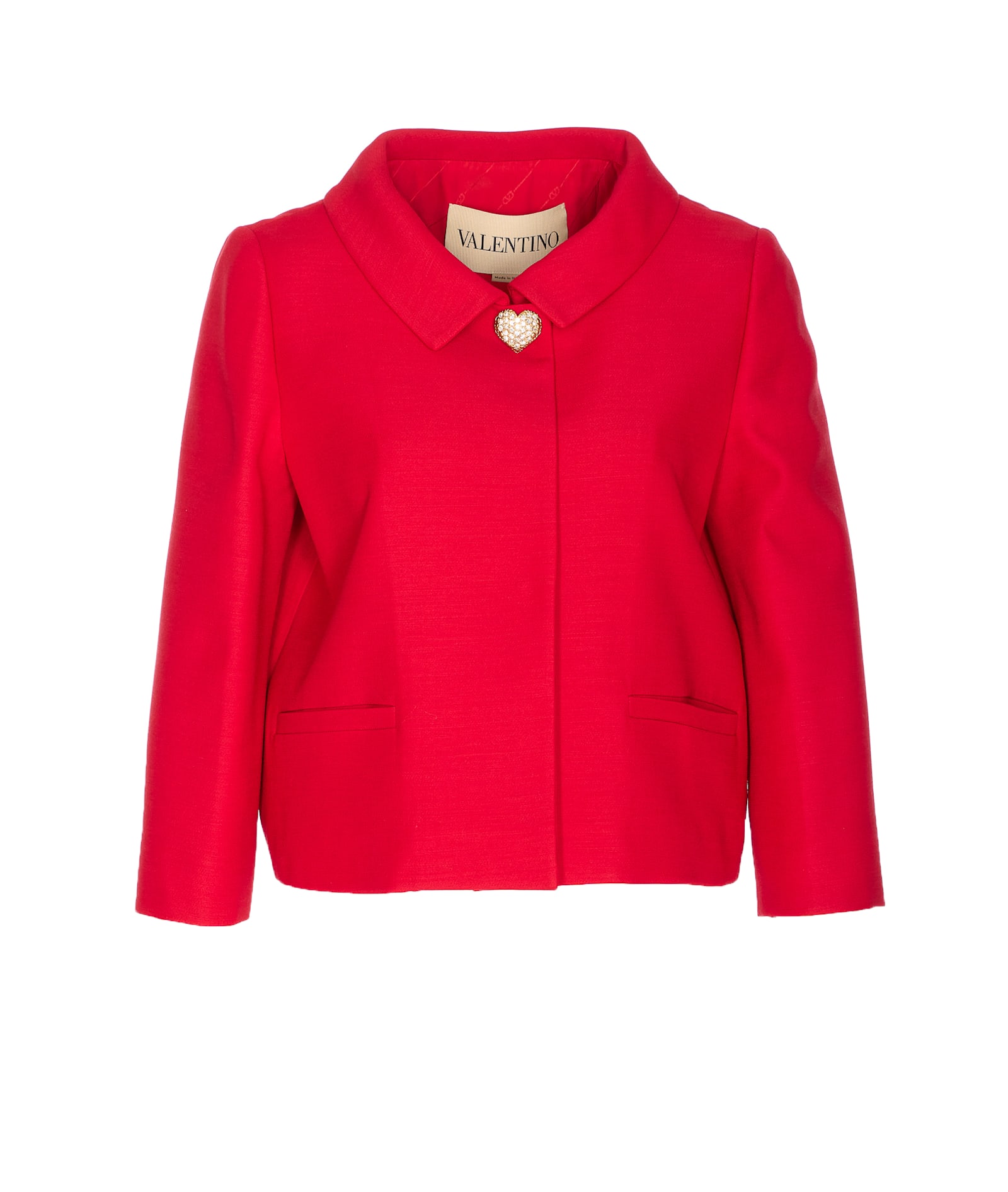 Valentino Womens Paris Heart-button Relaxed-fit Wool And Silk Jacket
