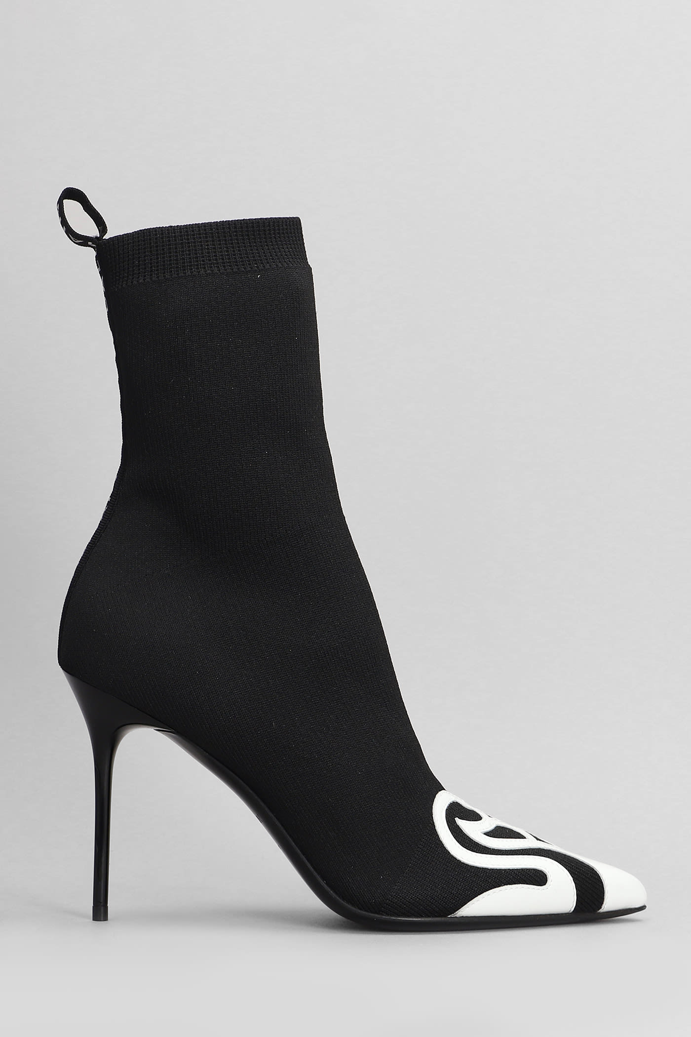 Balmain Skye High Heels Ankle Boots In Black Polyester