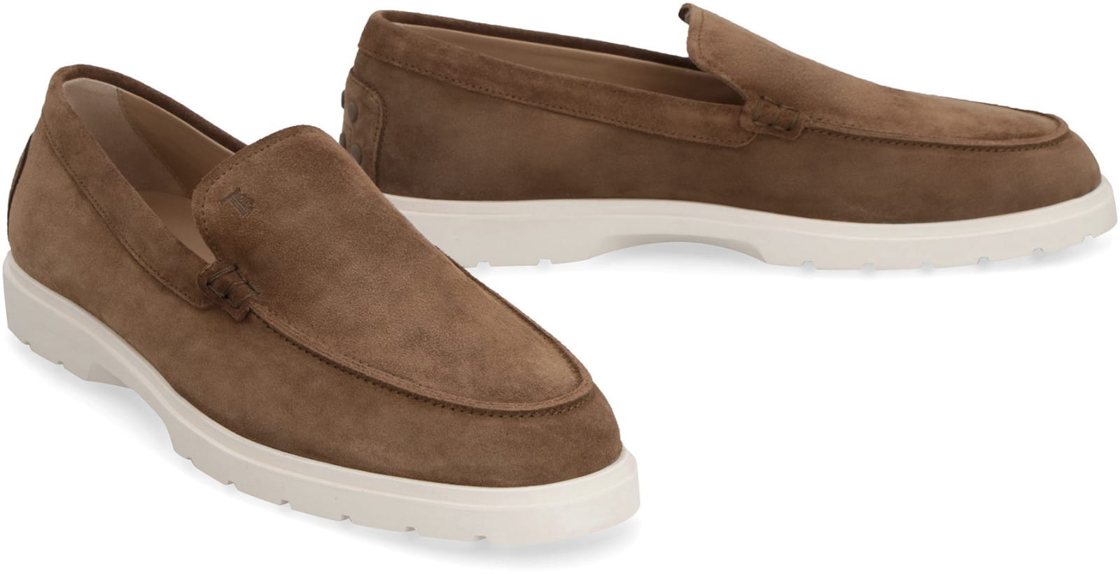 Shop Tod's Pantofola Suede Loafers In Noce