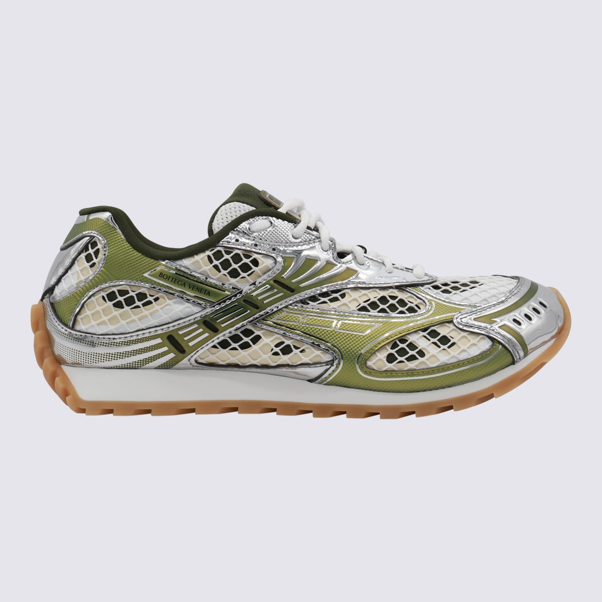 BOTTEGA VENETA WHITE AND GREEN ORBIT SNEAKERS