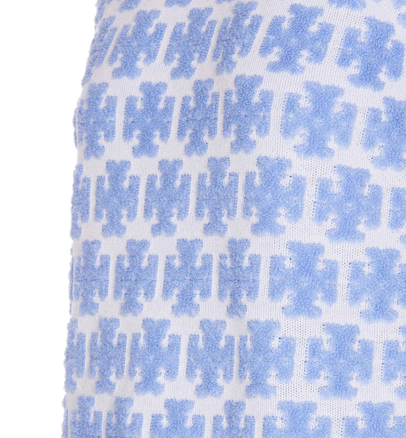 Shop Tory Burch Boucle Logo Dress In Hydrangea Blue / White