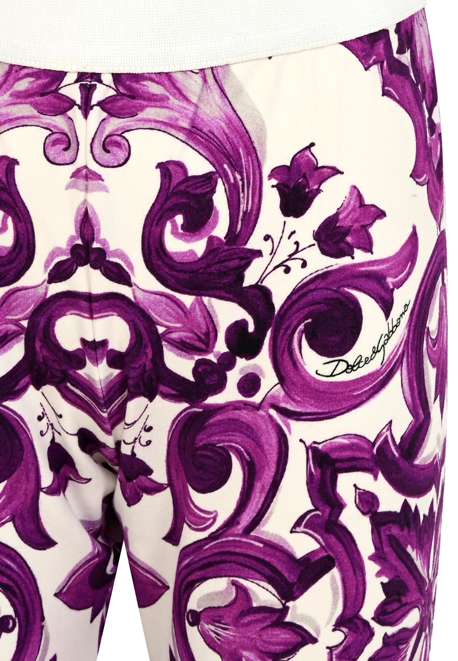Dolce & Gabbana Majolica-print Interlock Leggings In Purple
