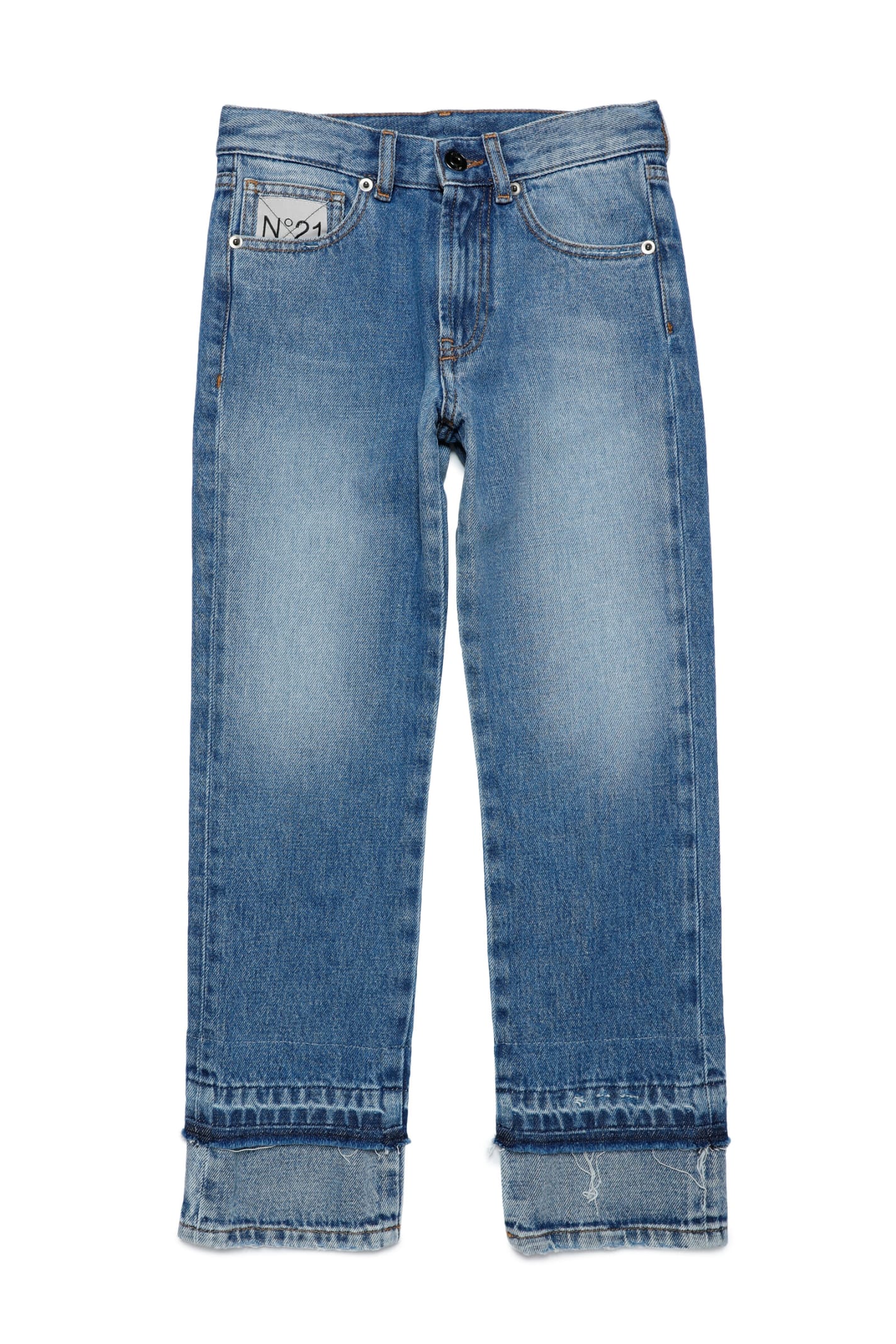N°21 N21P173F TROUSERS N°21 SHADED BLUE DENIM JEANS WITH DOUBLE LAYER BOTTOMS