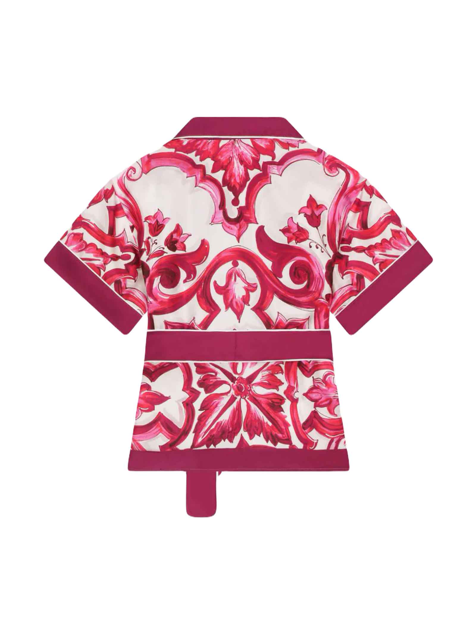 Shop Dolce & Gabbana White/red Shirt Girl In Fucsia