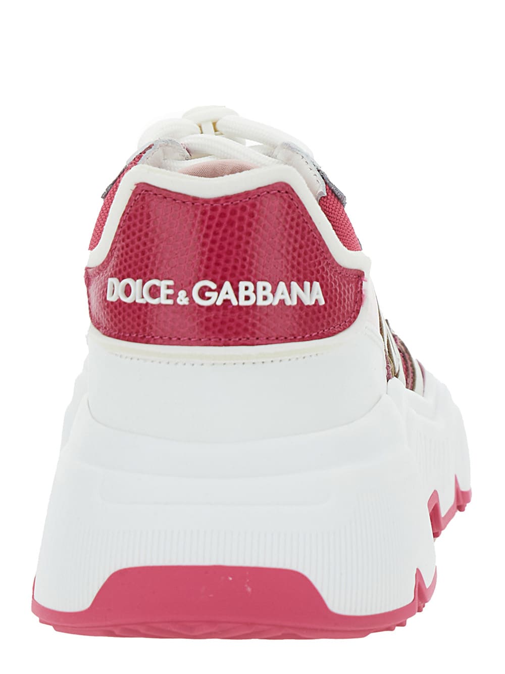 Shop Dolce & Gabbana Daymaster Sneaker With Logo In Leather Blend Woman In Pink