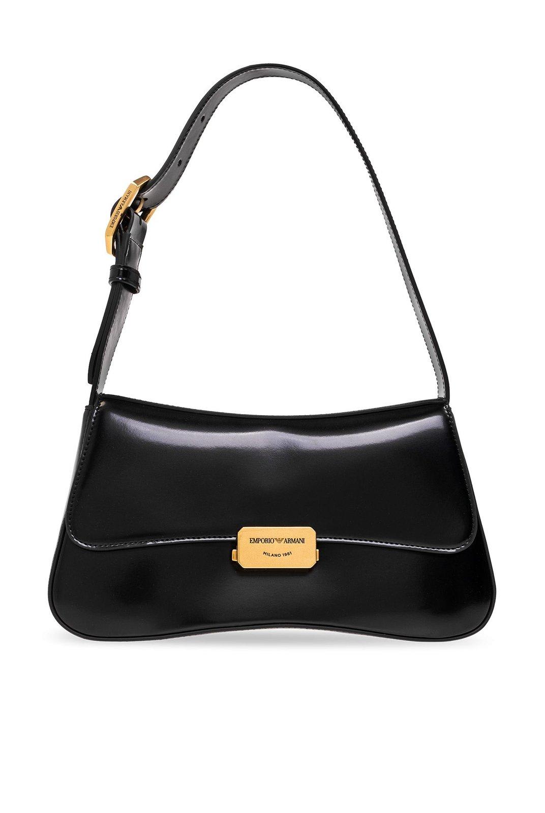 Shop Emporio Armani Shoulder Bag With Logo In Nero