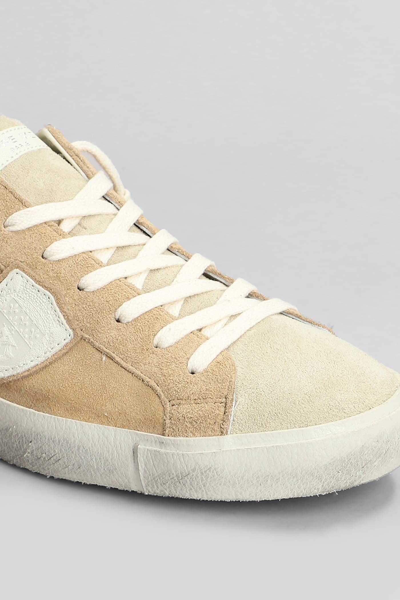 Philippe Model Prsx Low Sneakers In Leather Color Suede In Leather Color