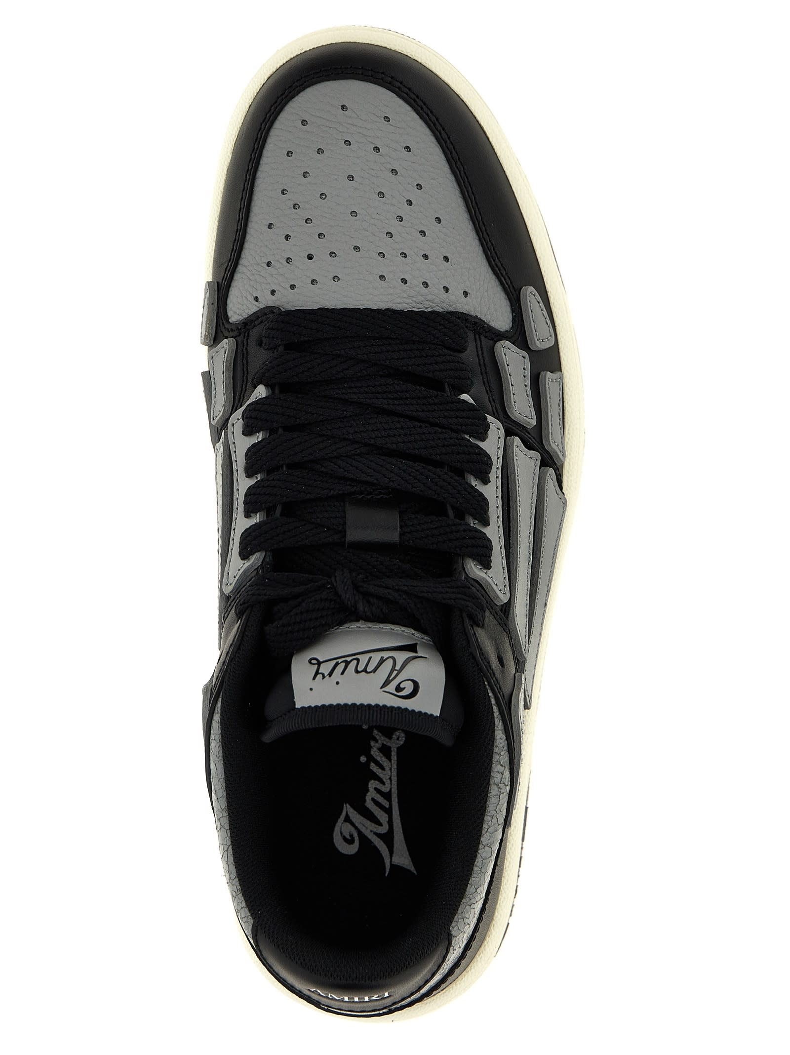 Amiri 'skel Top Low' Black Sneakers With Skeleton Patch In Multicolor