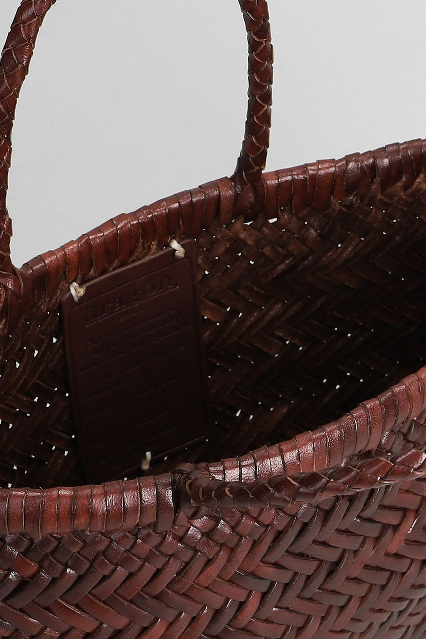 Dragon Diffusion Mini Flat Gora Baskt Hand Bag In Brown Leather In Brown