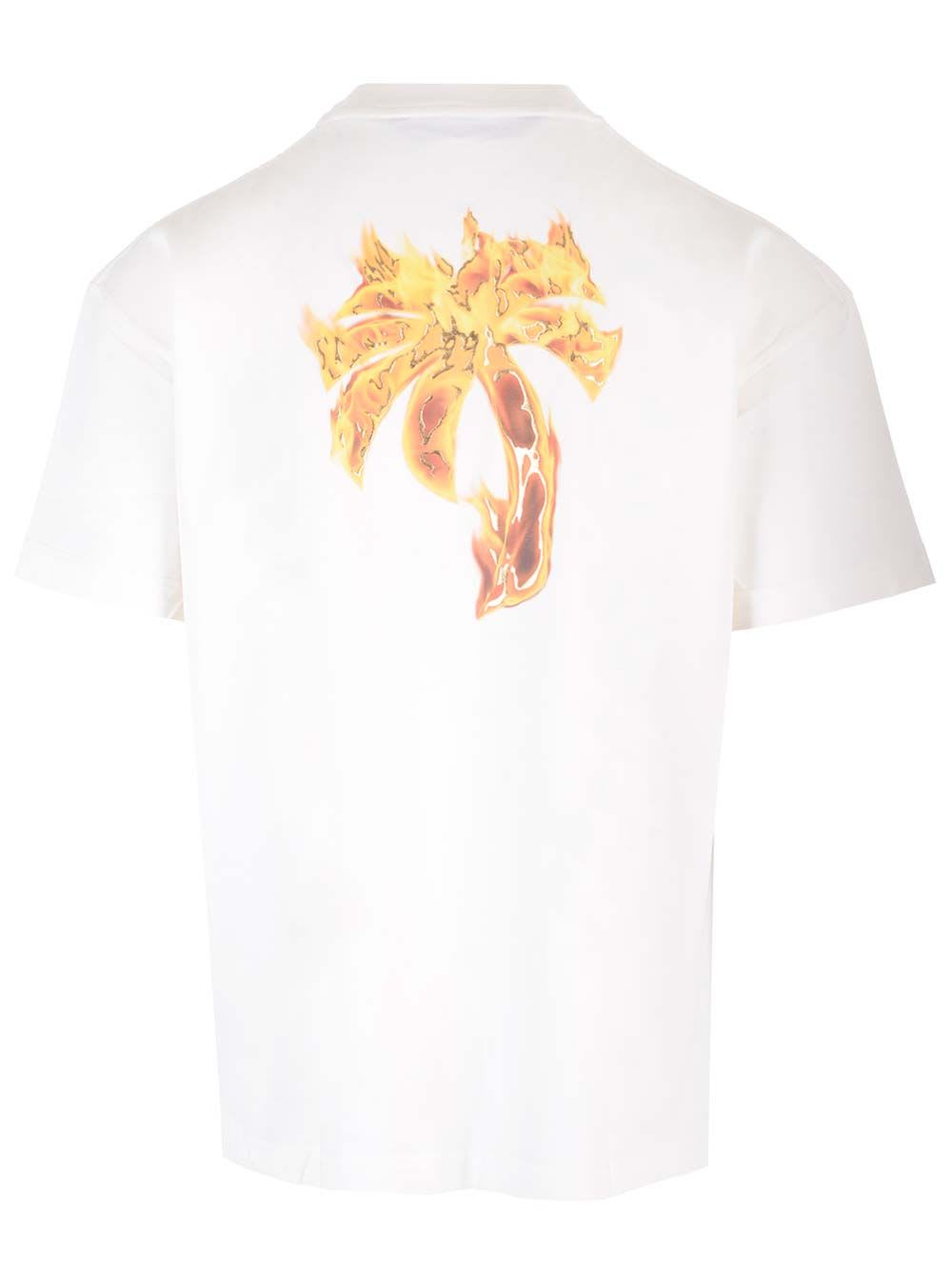 Shop Palm Angels Burning Palm T-shirt In White