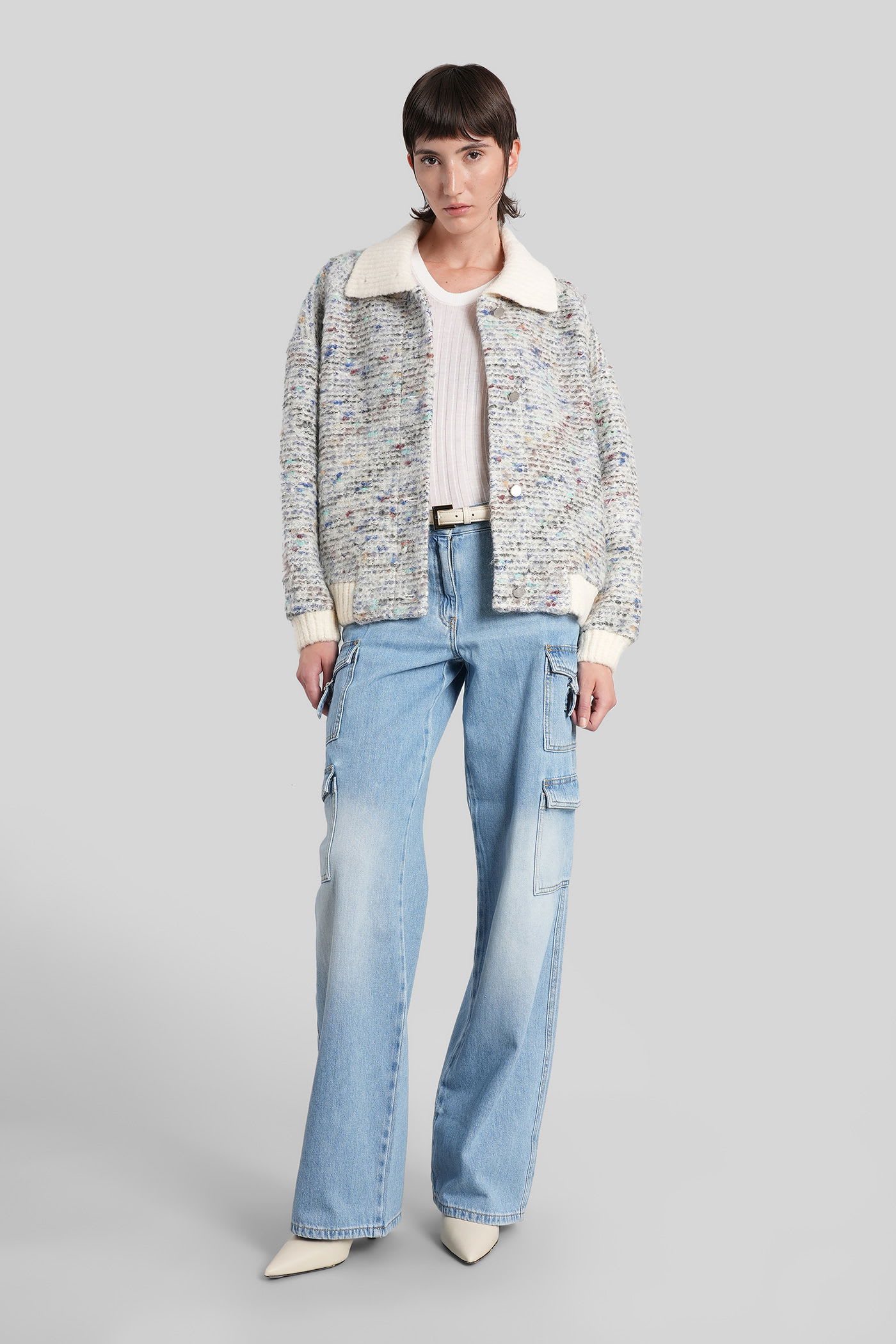 Iro Simone Casual Jacket In Multicolor Acrylic In Gray