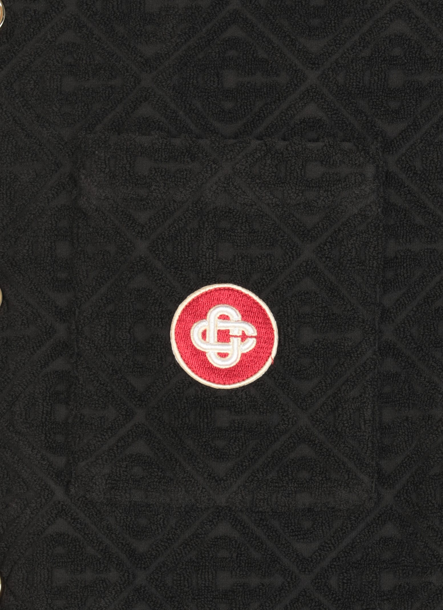 Casablanca Black Shirt With Classic Lapels And All-over Embossed Monogram In Black