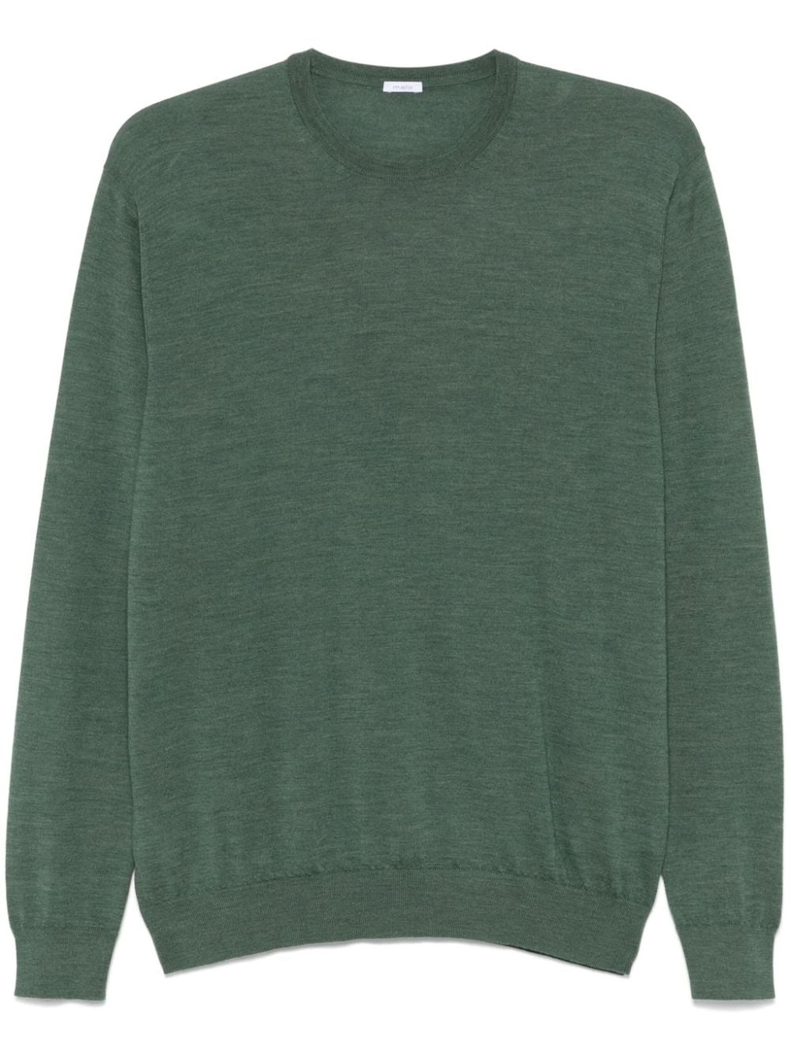 Shop Malo Green Virgin Wool Sweater