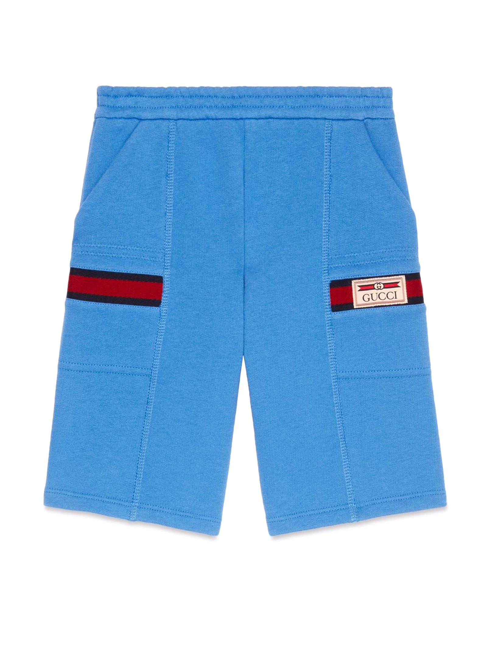 Shop Gucci Childrens Cotton Shorts In Blu
