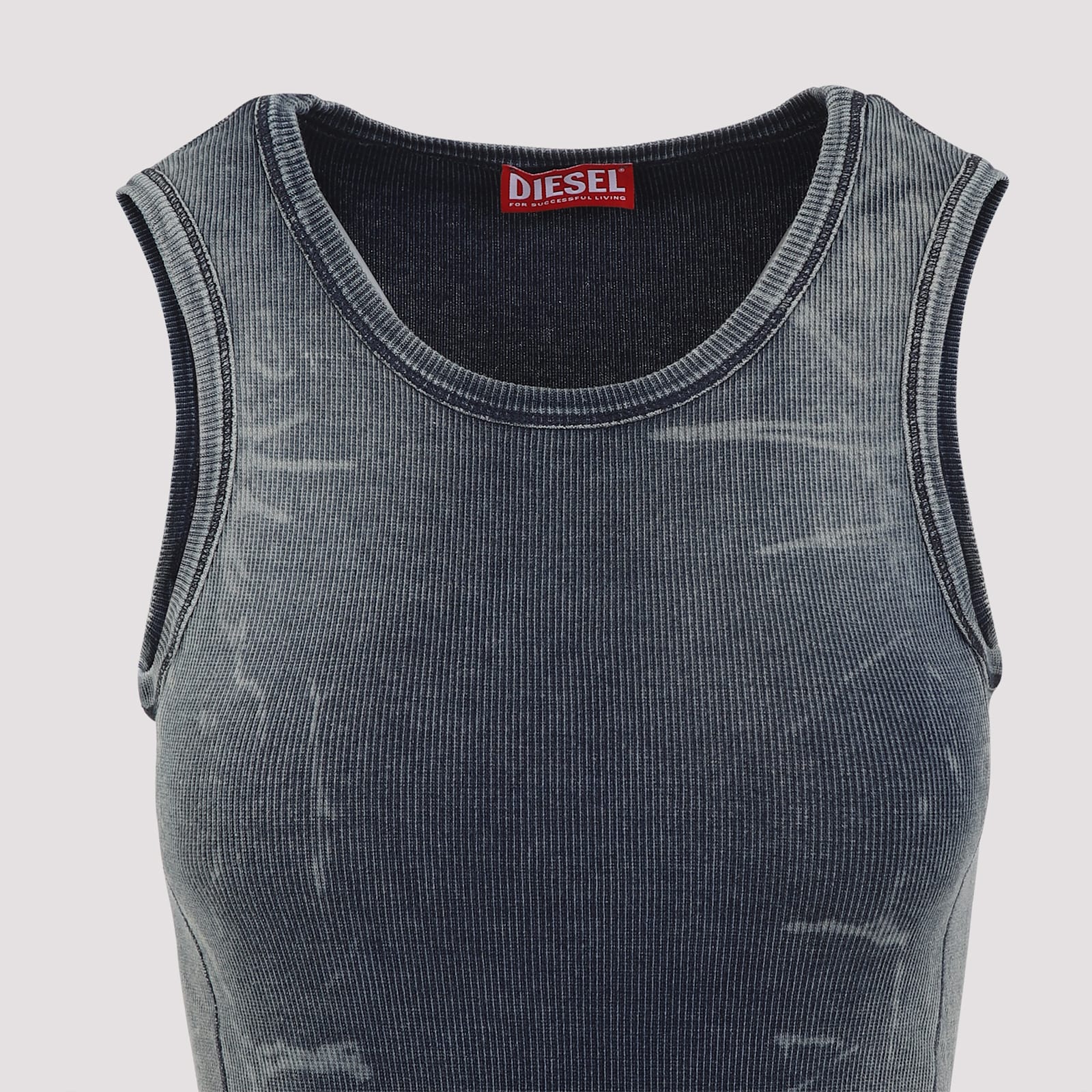 Diesel Sleeveless Ribbed Round Neck T-shirt In Blue