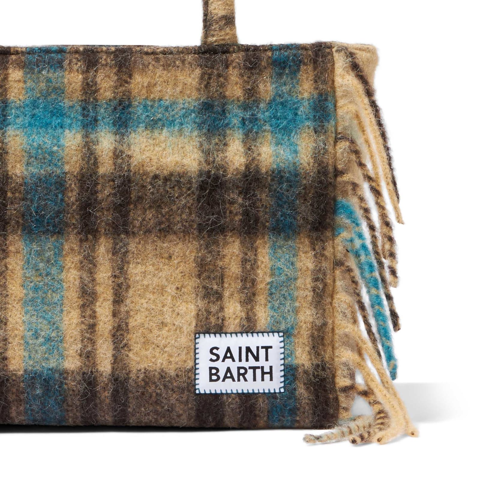 Shop Mc2 Saint Barth Vanity Blanket Shoulder Bag With Tartan Print In Multicolor