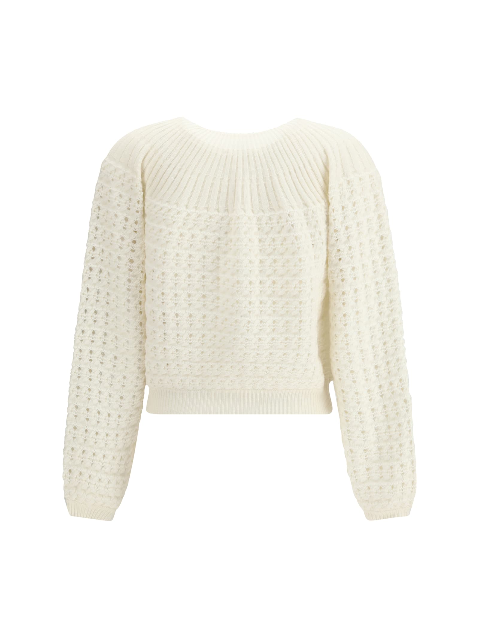 Chloé Jacquard Logo Cardigan Sweaters And Cardigans White In White