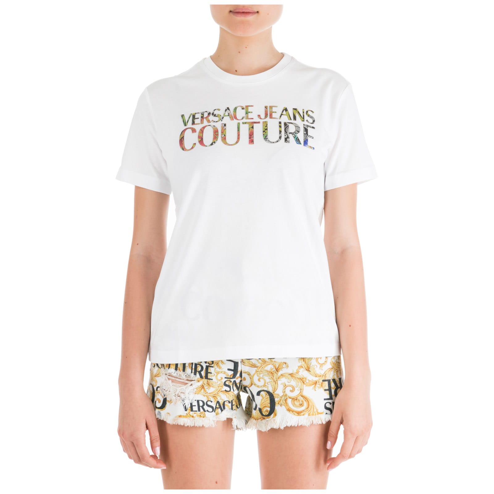 Click to view more detailed imagery on our partner's website Versace Jeans Couture Flower T-shirt In Bianco