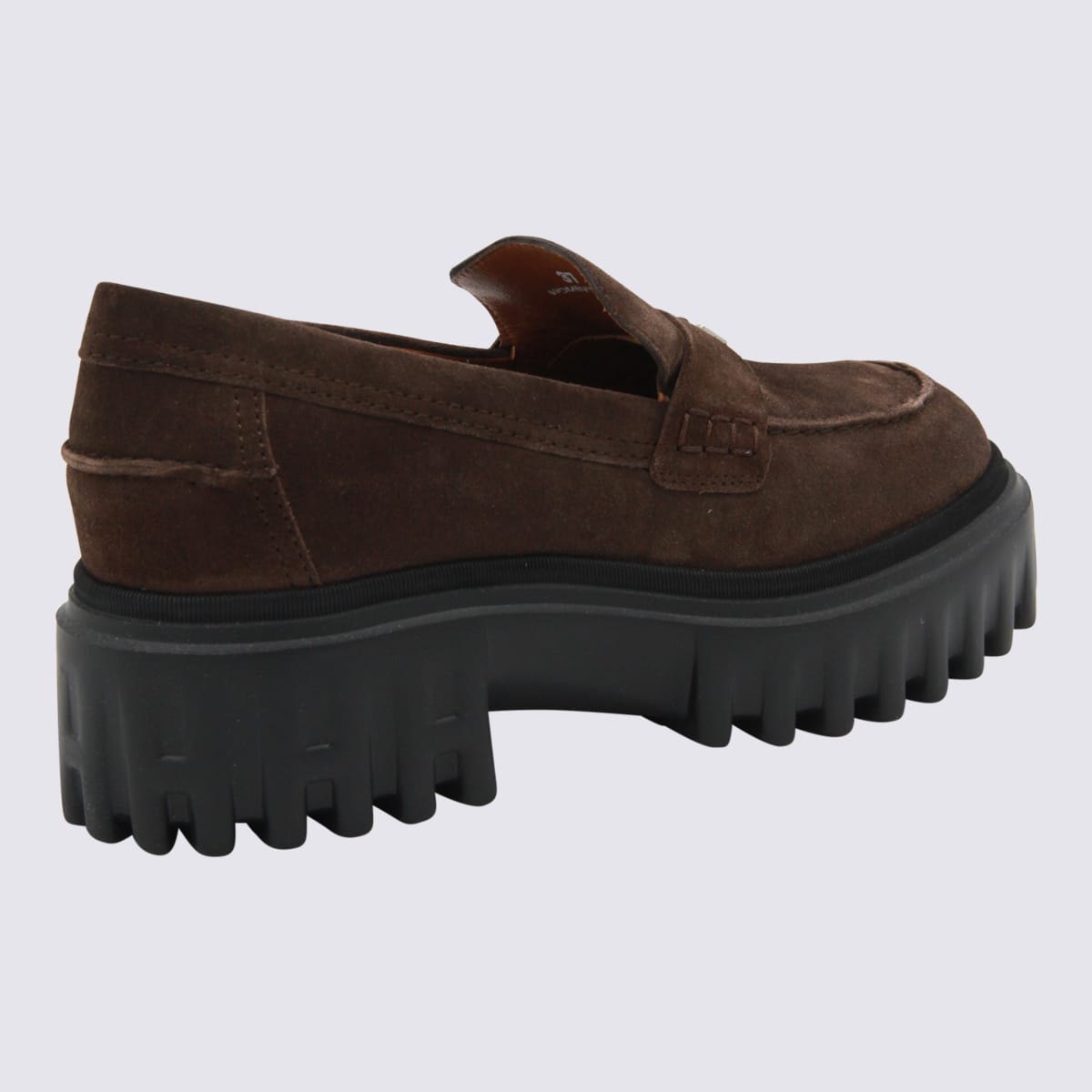 Hogan Platform Suede Loafers In Brown
