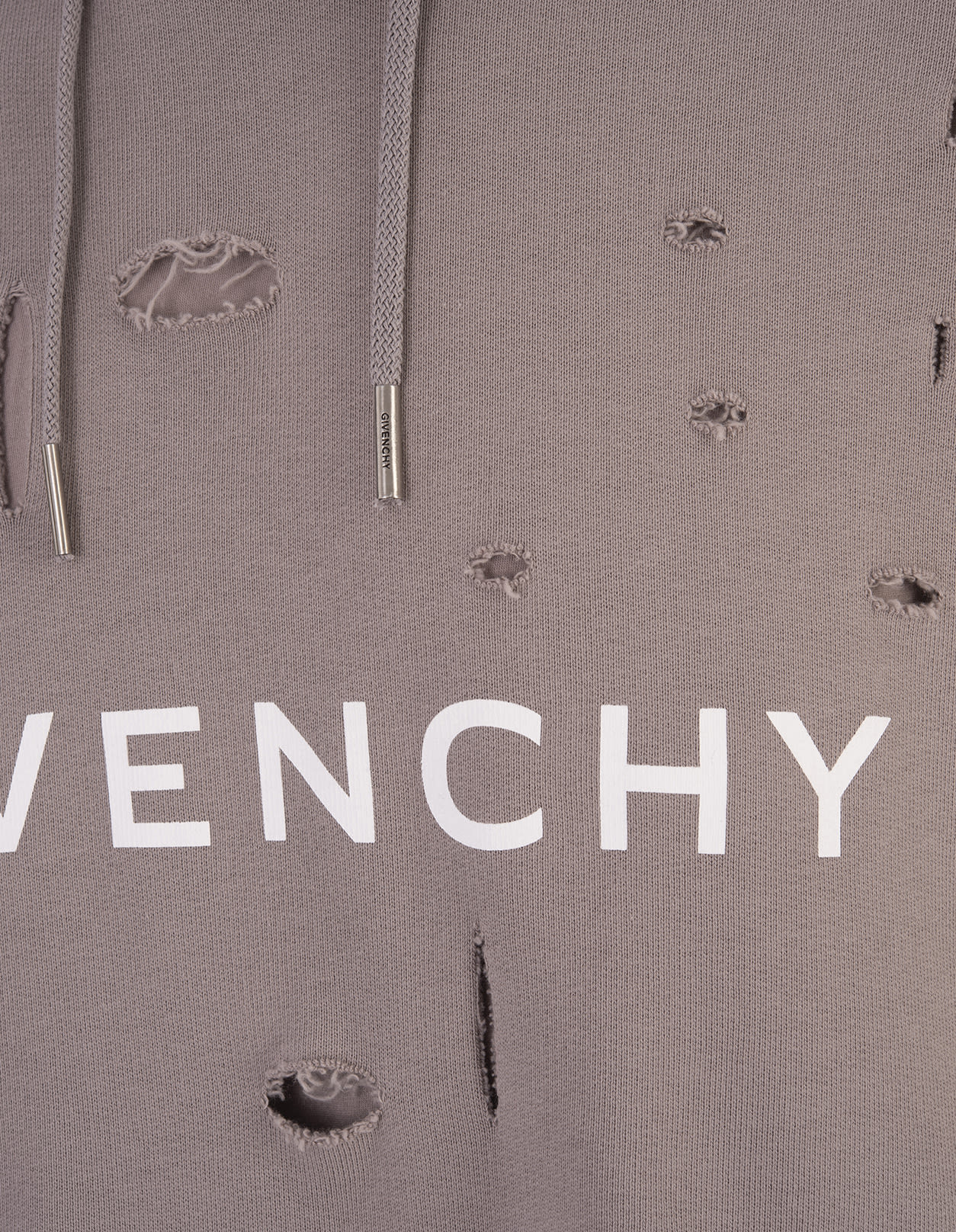 Shop Givenchy Taupe Destroyed Hoodie With Logo In Brown