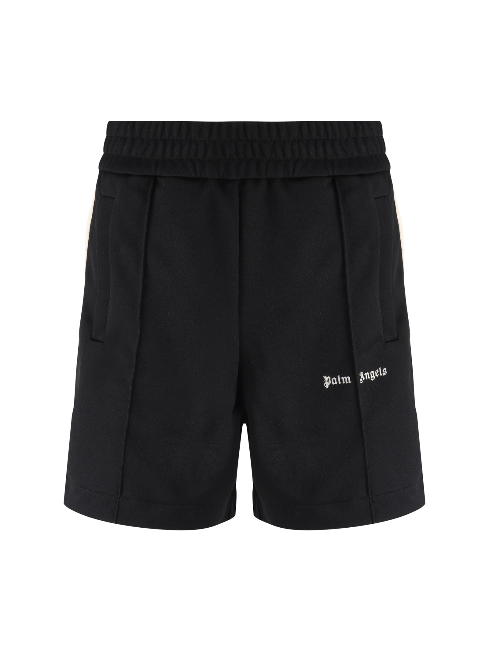 Shop Palm Angels Shorts In Black Off White