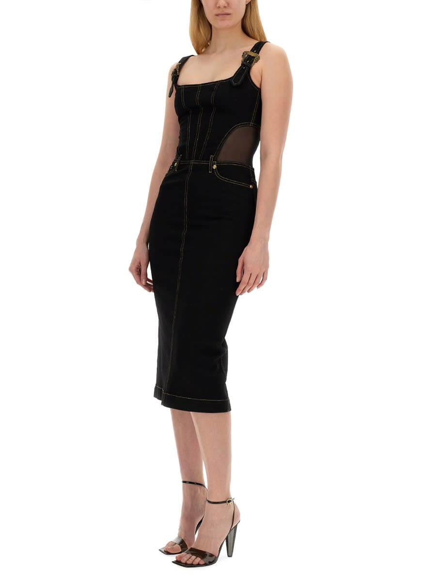 Shop Versace Jeans Couture Midi Dress In Black
