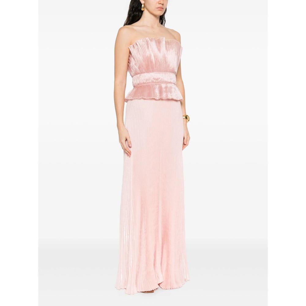 L'idée Pleated Ruffled Gown In Pink