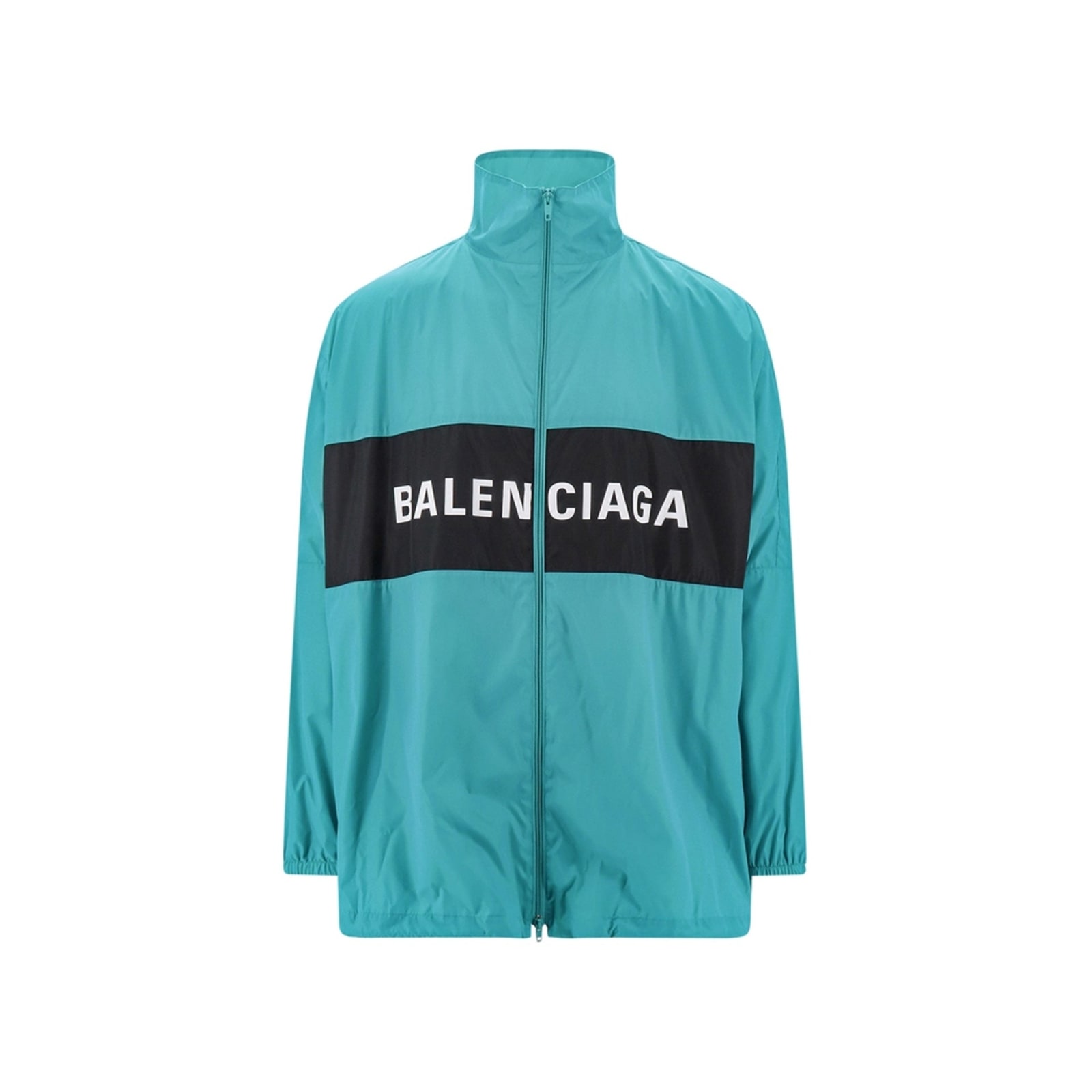 Shop Balenciaga Windbreaker Logo Jacket In Green