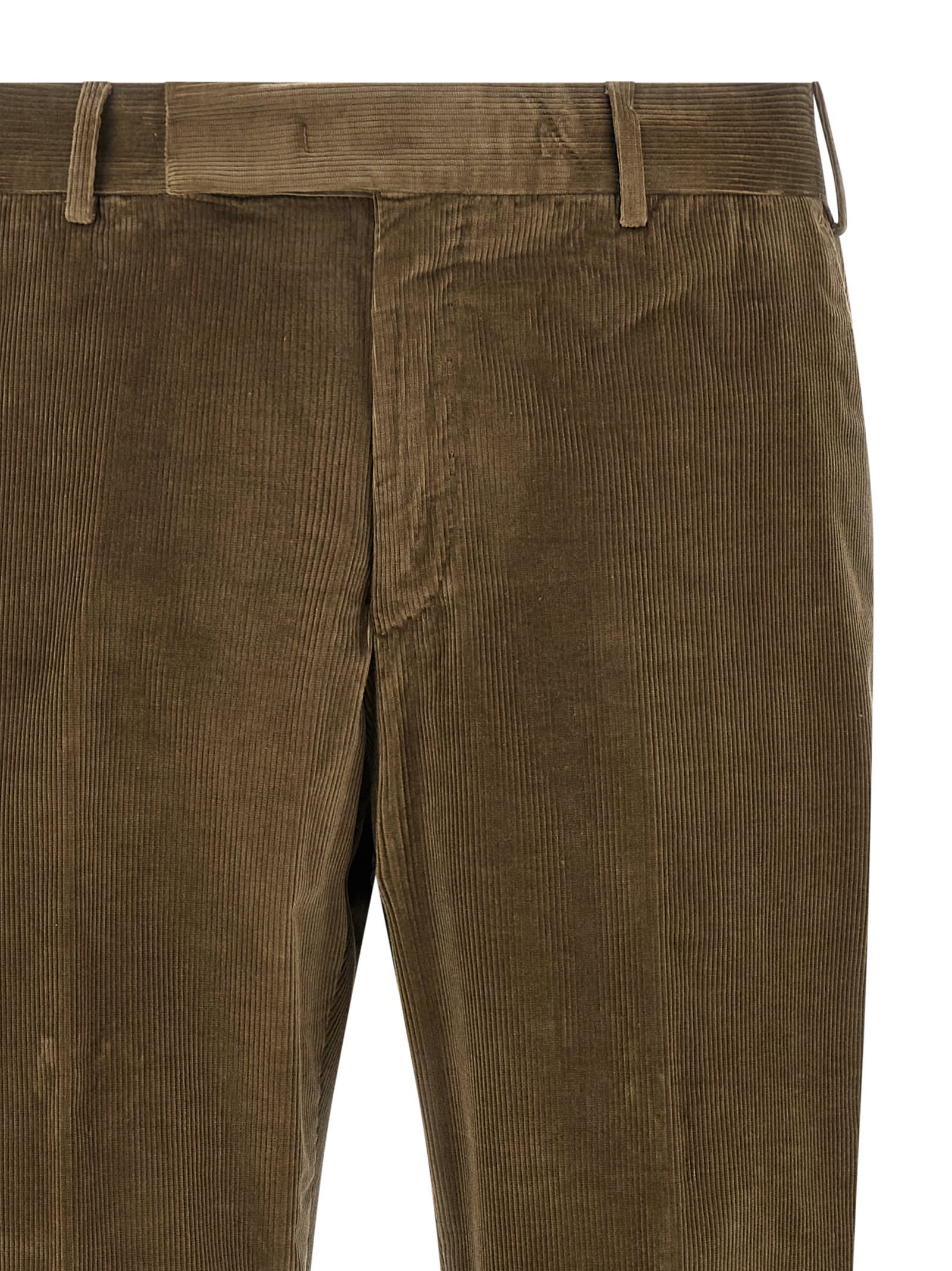 Pt Torino Cappuccino Stretch Corduroy Pant In Green
