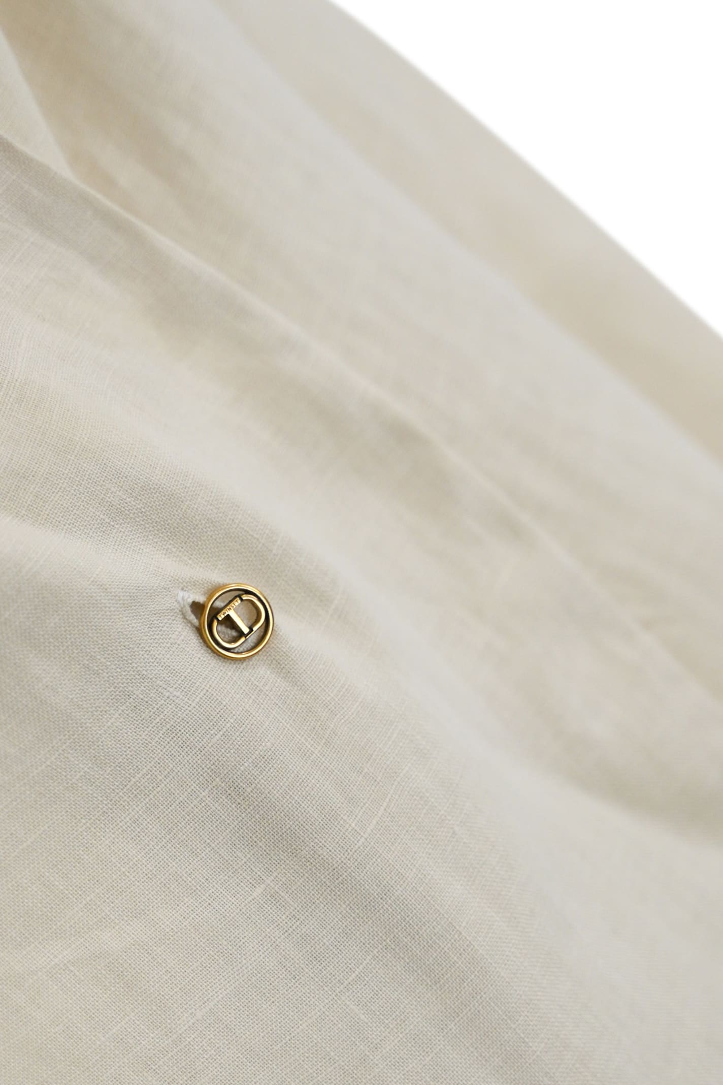 TWINSET LINEN SHIRT WITH OVAL-T BUTTON TWINSET