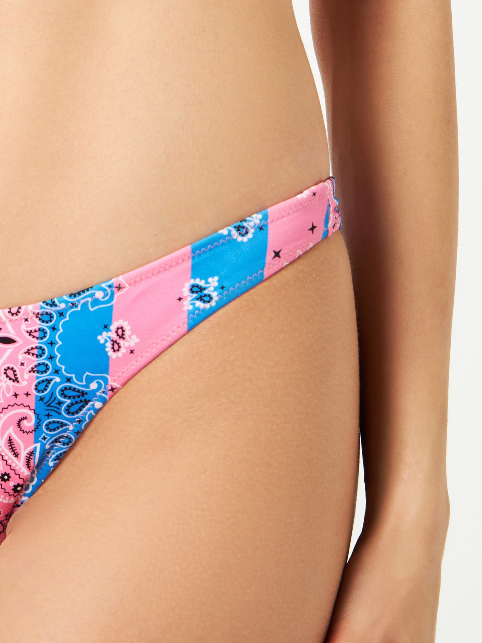 Mc2 Saint Barth Woman Cheeky Swim Briefs With Bandanna Print In Blue