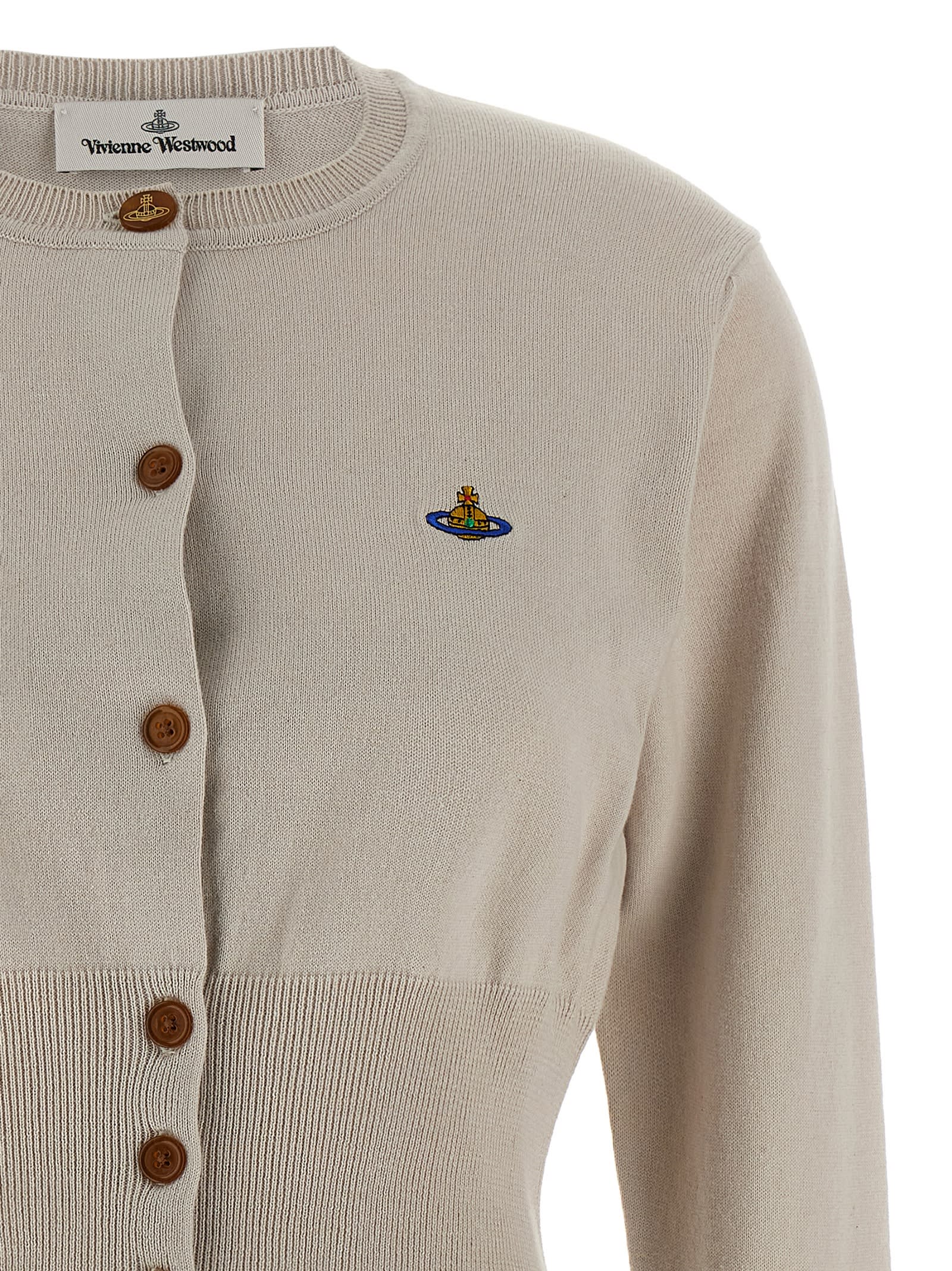 Vivienne Westwood Embroidered-logo Crop-length Cardigan In Neutral