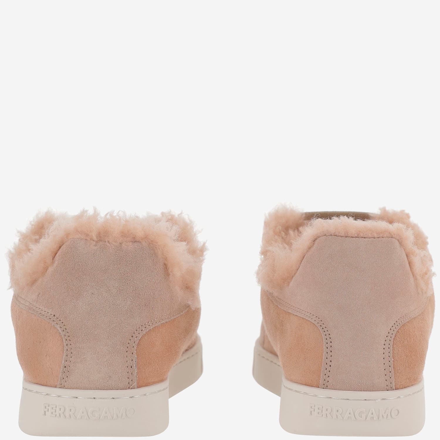 Ferragamo Athena Fur Sneakers In Pink