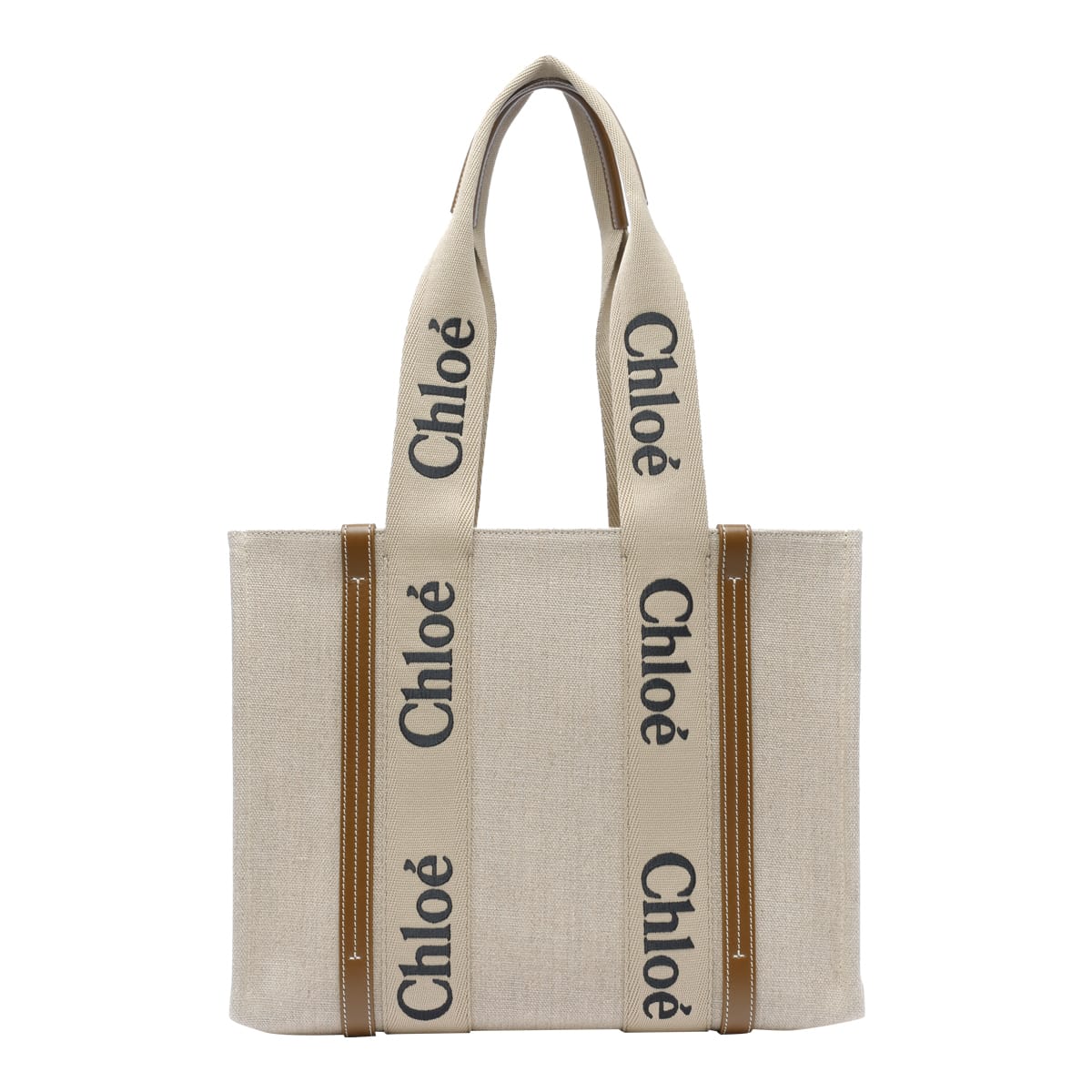 Shop Chloé Medium Woody Tote Bag In Grey