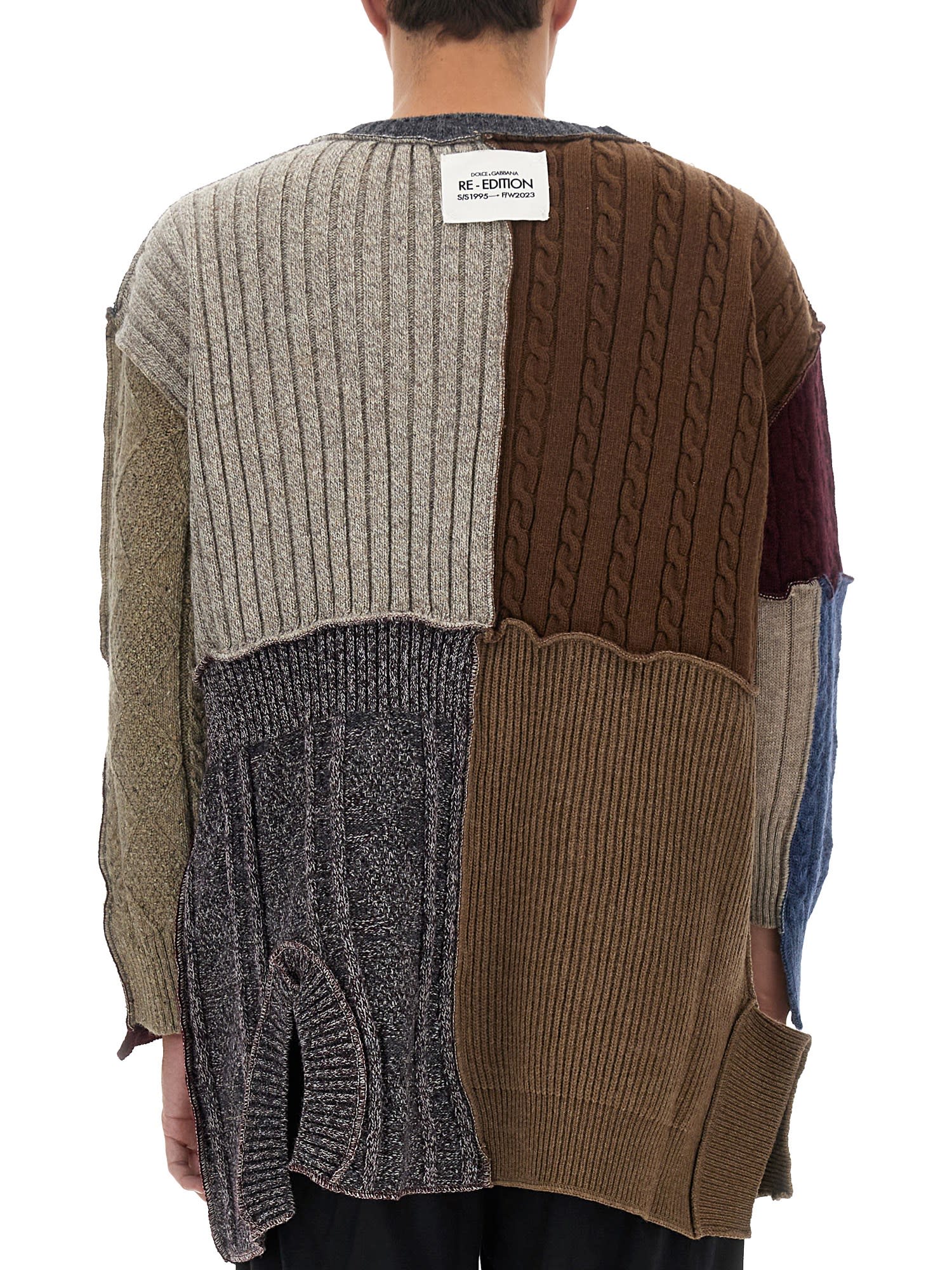 Dolce & Gabbana Patchwork Distressed Cardigan In Variante Abbinata