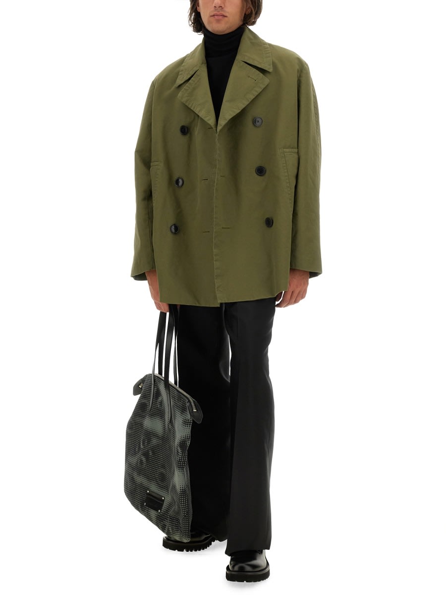 Shop Dries Van Noten Double-breasted Coat In Military Green