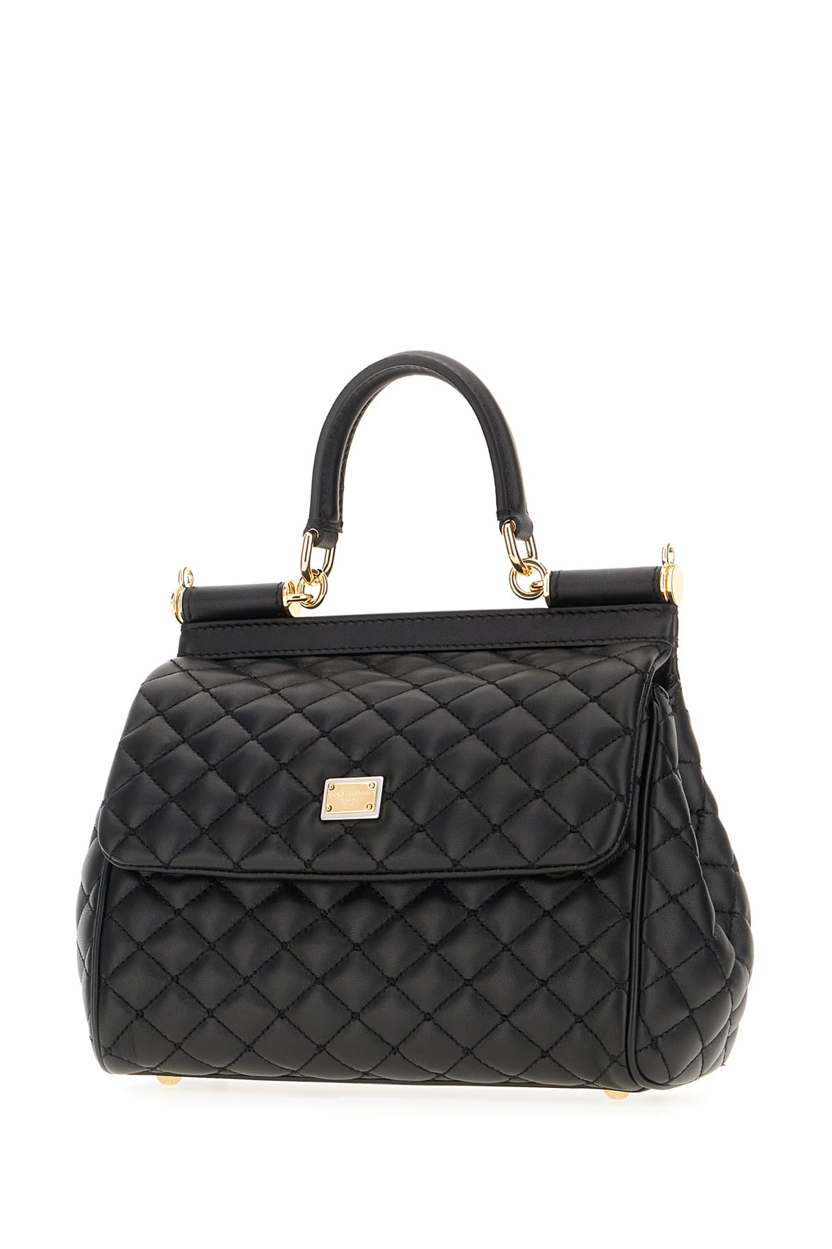 Shop Dolce & Gabbana Black Nappa Leather Mini Sicily Handbag In Nero