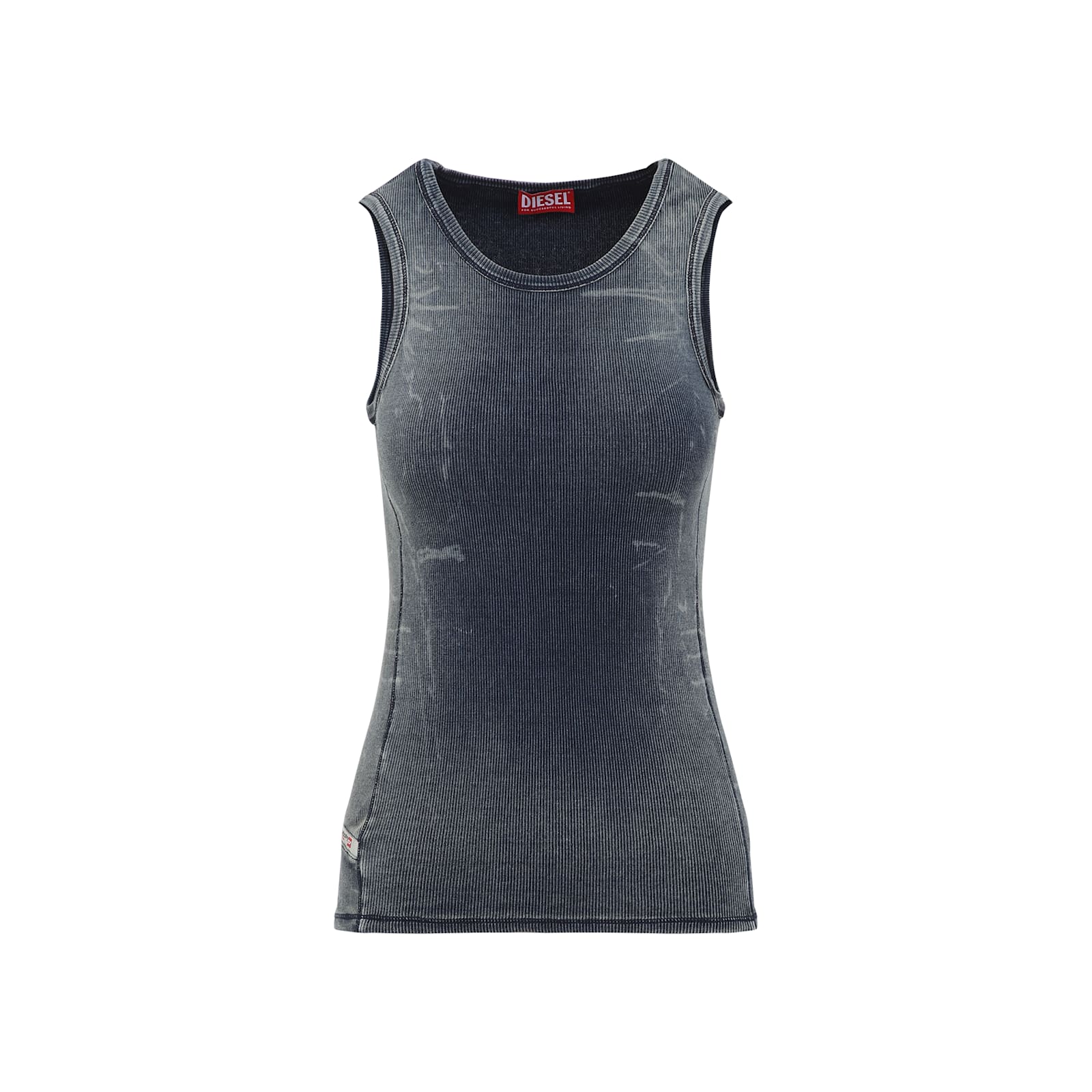 Diesel Sleeveless Ribbed Round Neck T-shirt In Blue