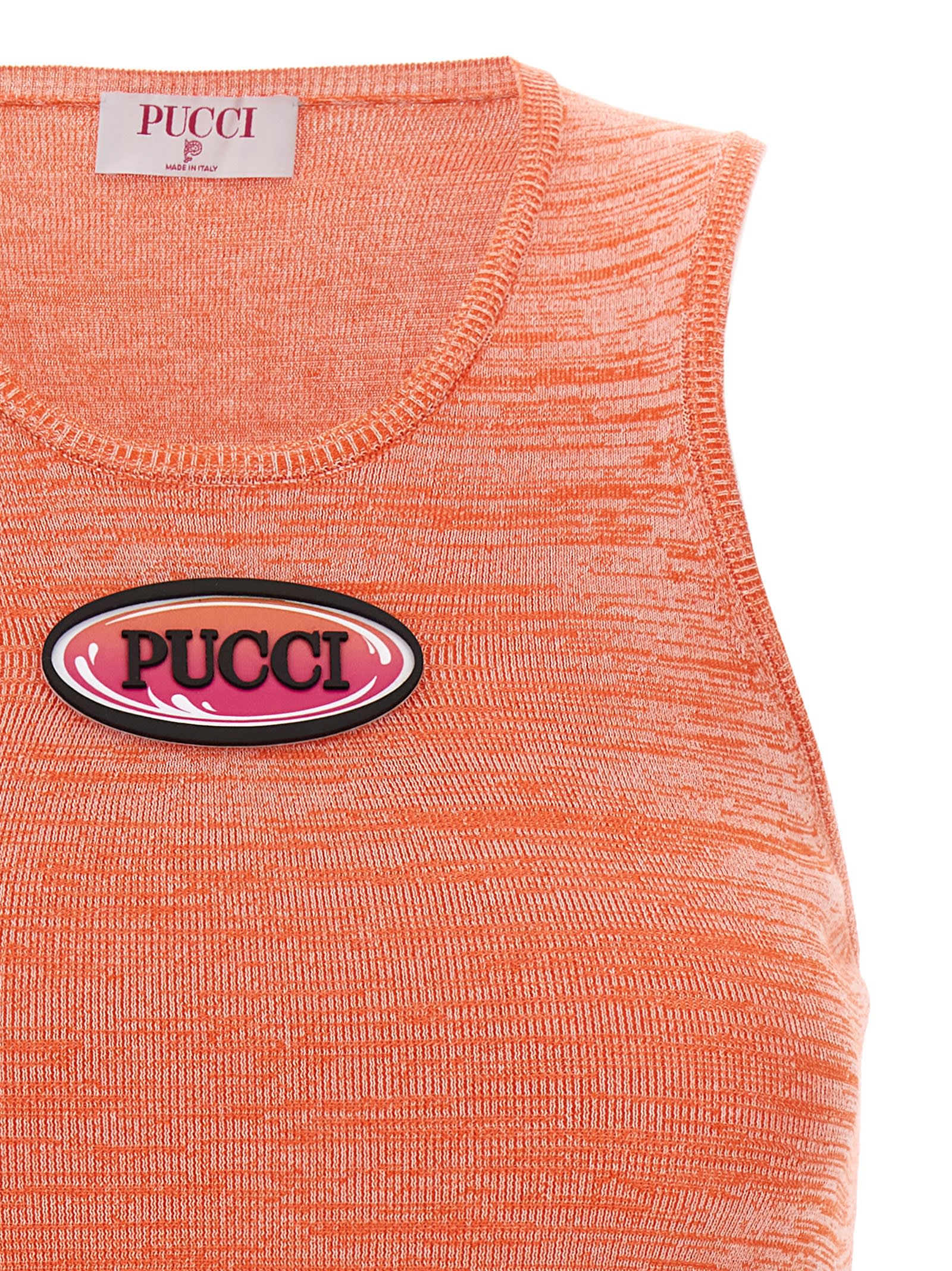 Shop Emilio Pucci Logo Top In Fuchsia